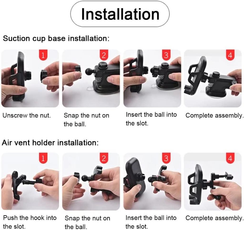 Adjustable Stable Car Phone Holder Adjustable Height Suction Cup Air Vent Clip Universal Carbon Fiber Texture Mobile/GPS/PDA
