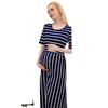 2022 Europese & Amerikaanse Zwangerschaps Gestreepte Ronde Hals Borstvoedingsjurk