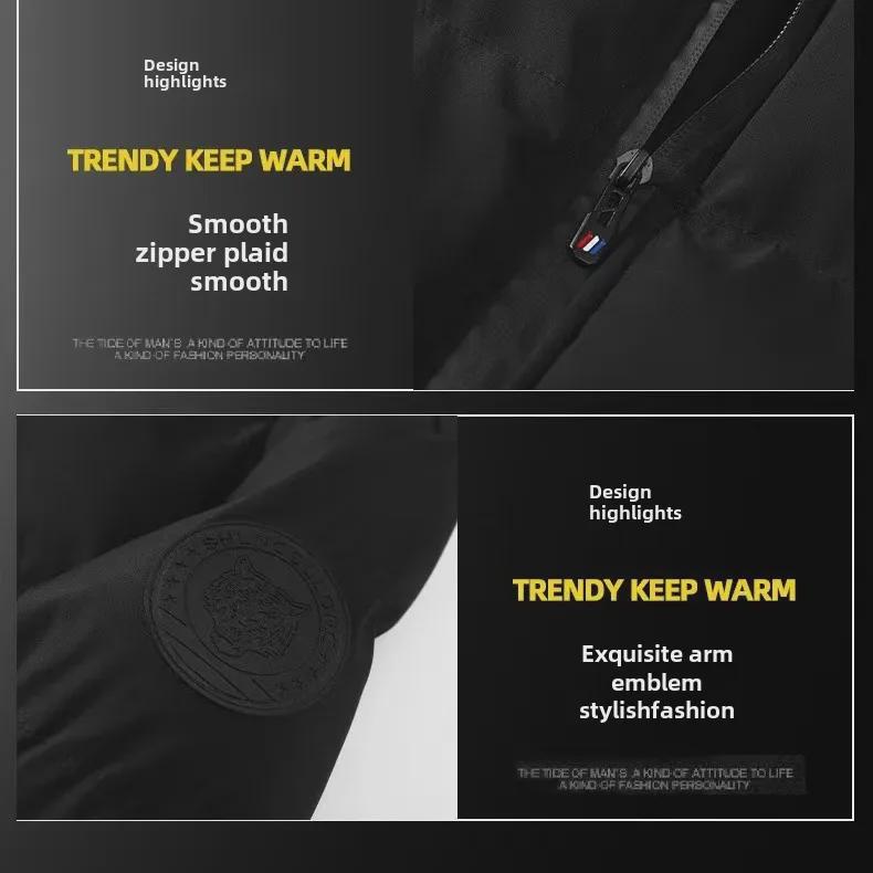 Men's 2023 Trendy Cotton-Padded Winter Jackets - Velvet Lined & Thickened for Autumn and Winter.