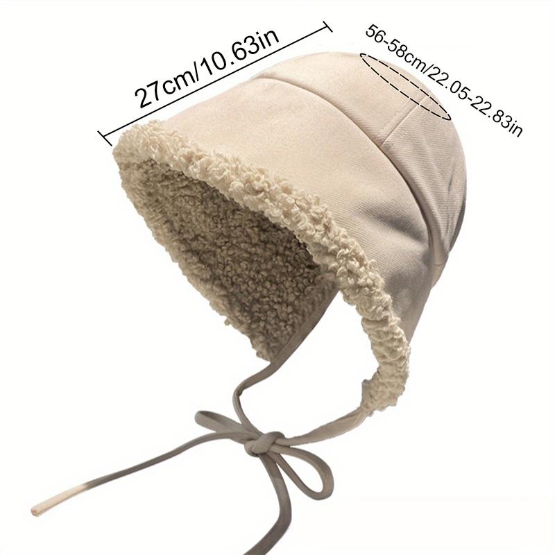 1PC Faux Shearling Warm Windproof Fashion Face Slimming Thickened Plush All-Match Bucket Hat Korean Women Winter 57.5cm