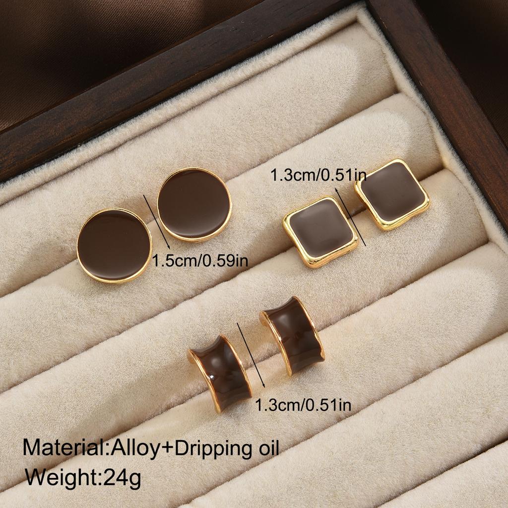 6 Pcs Vintage Brown Resin Earring Set For Women Fashion Simple Maillard C-shaped Irregular Earring Daily Party Jewelry Gift 2026