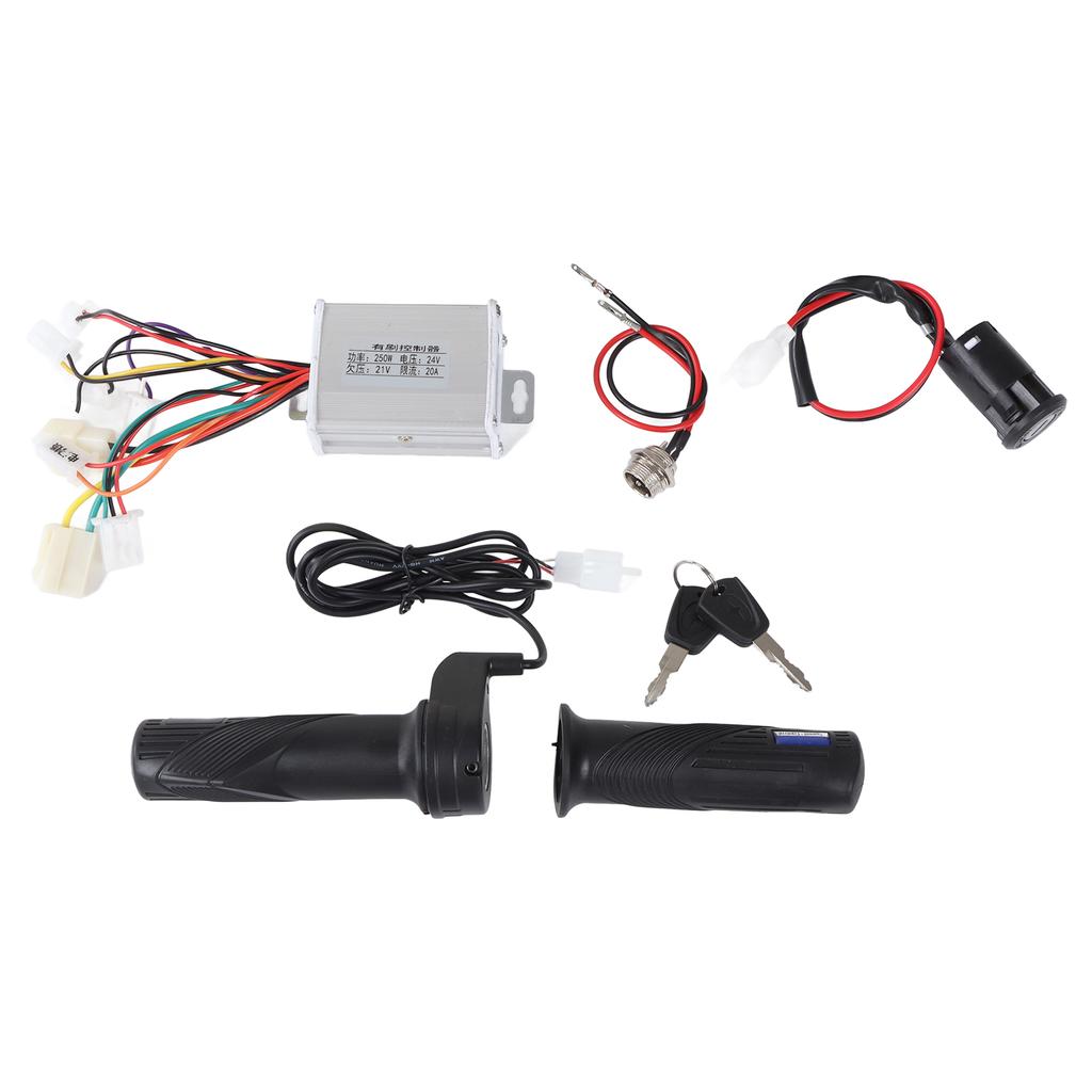 24V 250W Elektrofahrrad Bürstenmotor Controller Gasdrehgriff Kit mit Ladeanschluss Elektrisches Türschloss