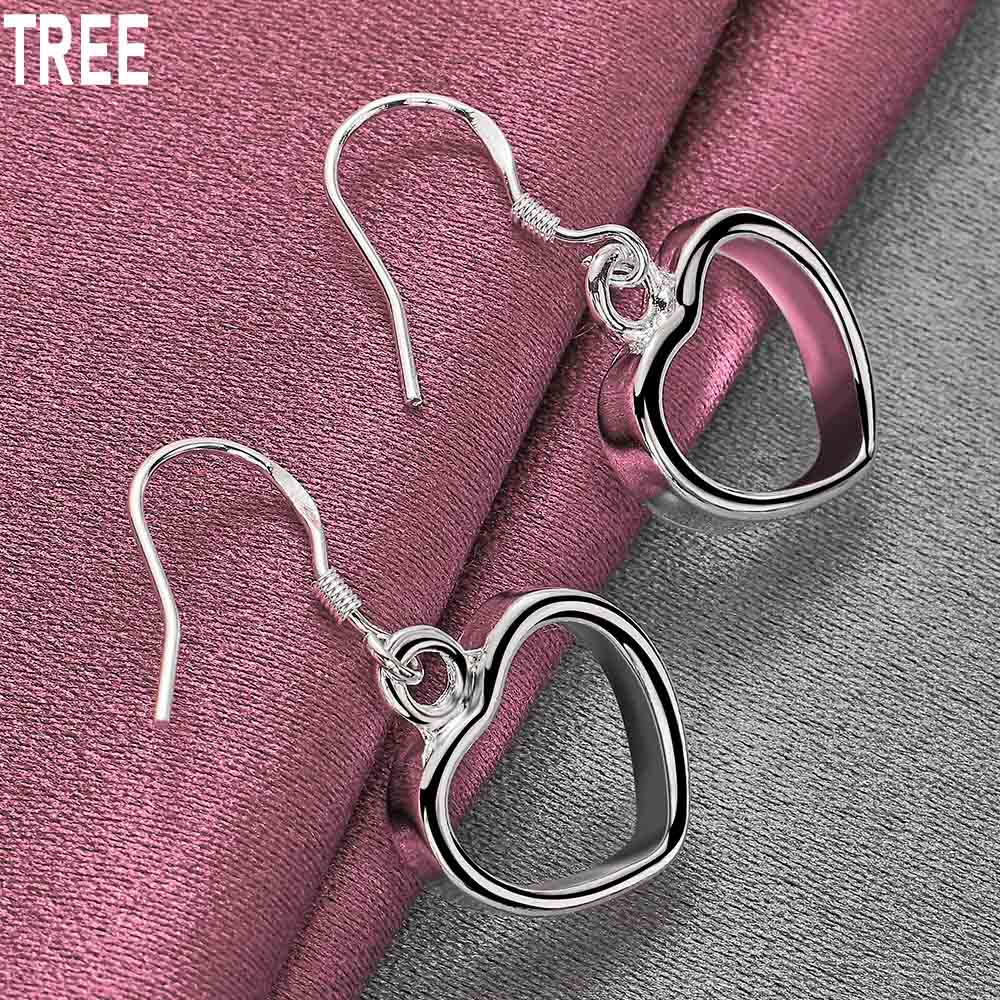 925 Sterling Silver Hollow Heart-shaped Pendant Piercing Earrings Fashion Wedding Jewelry