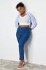 Women's Style Plus Size Dark Blue Estra Flexible Skinny Jeans