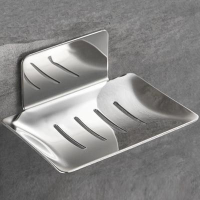 Self-adhesive Wall Mounted Soap Dish Stainless Steel Bathroom Soap Storage Holder Drain Tray Free-Punching Bathroom Accessories