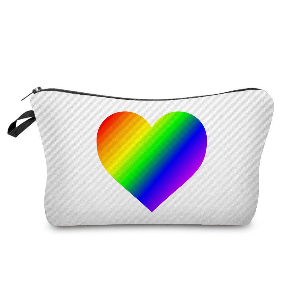 Women Heart Print Cosmetic Bag Toiletries Organize Travel Storage Case  6424
