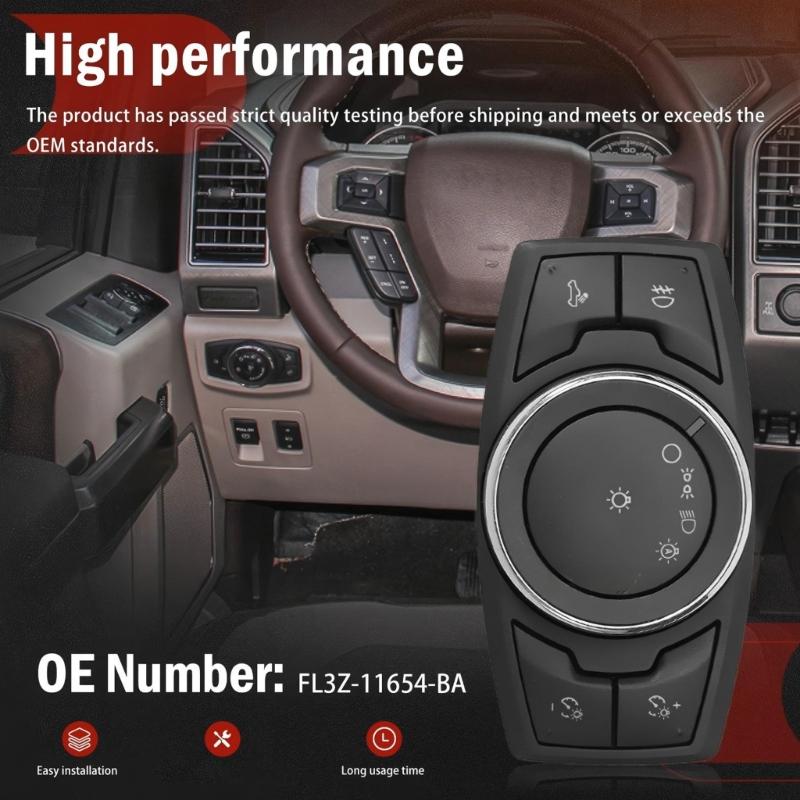 Car Head Lamp Light Switches Headlight Adjustment Knob Panel Control Button Trim FL3Z-11654-BA