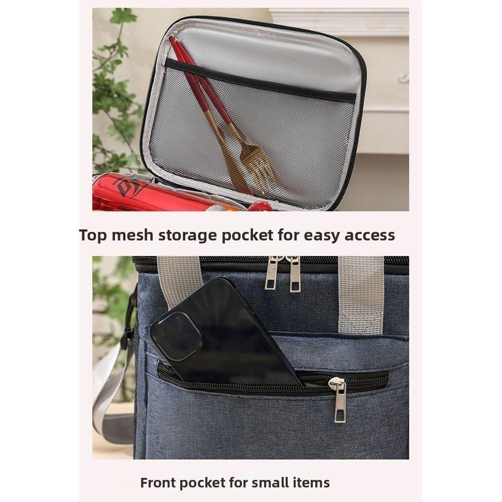 Large Capacity Insulated Lunch  Bag with Shoulder Strap Thermal Lunch Pouch  Travel Picnic