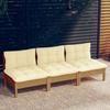 Day and Night - Day and Night 3-seater Garden Sofa with Solid Cream Pine Wood Cushions