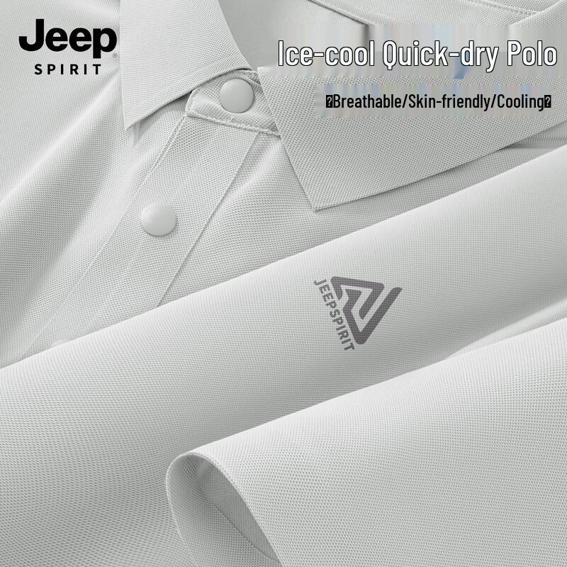 JEEP SPIRIT Men s 2025 Summer Quick-Dry Business Casual Short Sleeve Polo Shirt M