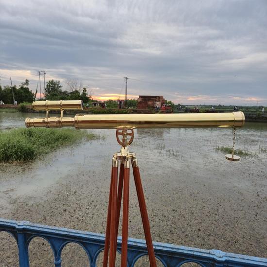 Maritime Brass Telescope Adjustable Wooden Tripod Nautical Decor Gift 42x Functional Telescope Home, Office, Studio Decor Gift