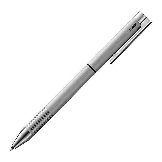 Lamy Logo Brushed Twin Pen Multi-function Pen Elegant Metal Case Mechanical Pencil Ballpoint Pen Black Ballpoint Refill M 21 Fine Refill M 41 (0.5