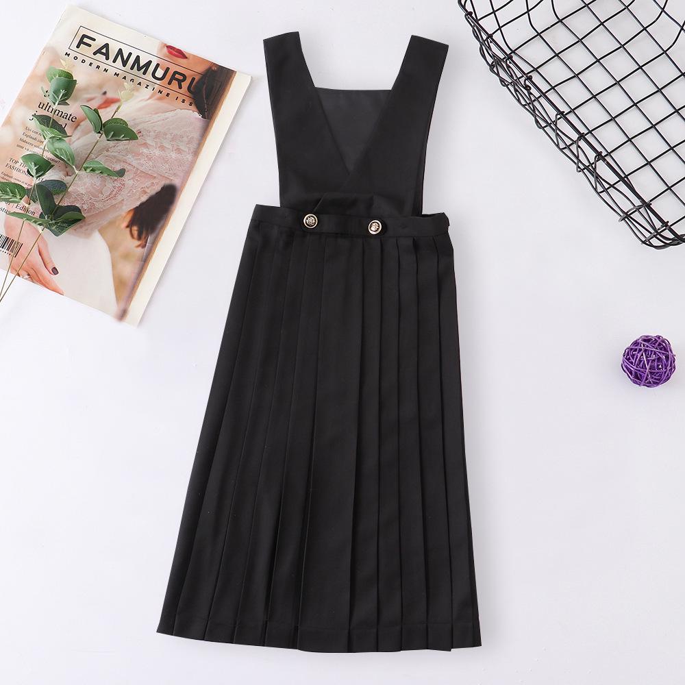 Women's Solid Color Pleated Milk Protector Overall Skirt Dress - Extra Long Length