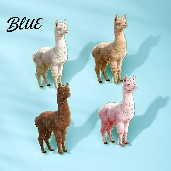 Durable Enamel Brooch Pin Alpaca Design Zinc Alloy Vibrant Healing