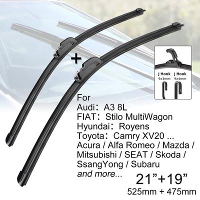 OEM איכות פרימיום לכל עונה מכונית קדמית להבי מגבים 21" + 19" J וו סוג U אוניברסלי ליונדאי מאזדה מיצובישי סקודה סובארו טויוטה