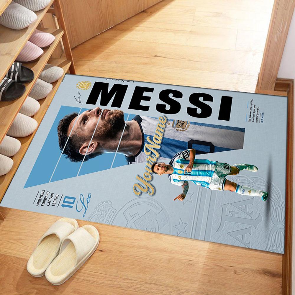 Messi 46 Personalized Name Floor Mat Design for Kitchen Game Room Hallway Bedrooms Anti-slip Rug Decorate Offices
