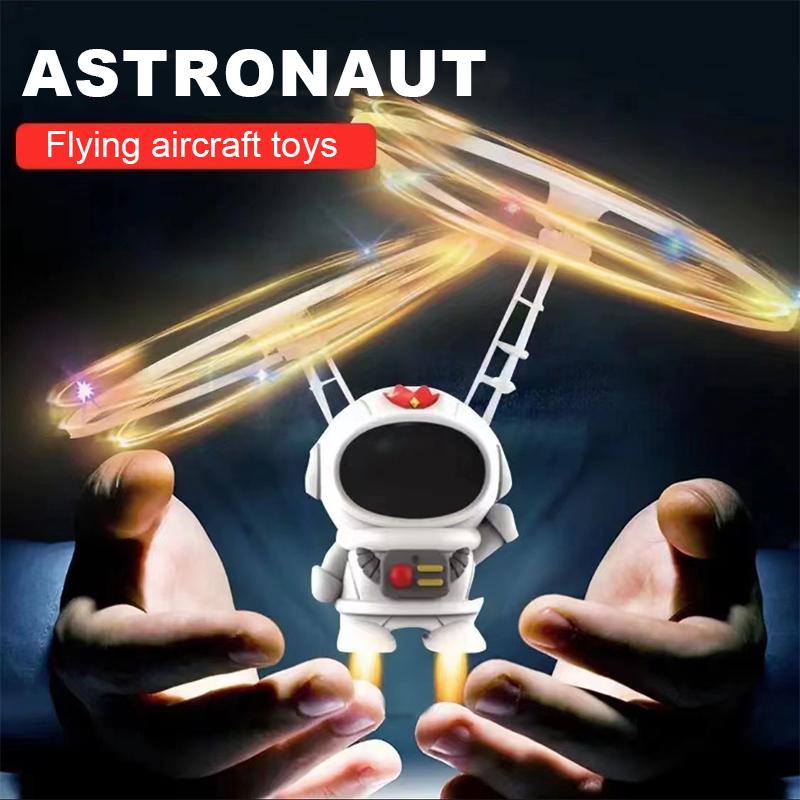 Induction Flying Aircraft Spaceman Design Mini Toy Helicopter Induction Control Aircraft Lighting for Kids Interaction Gift