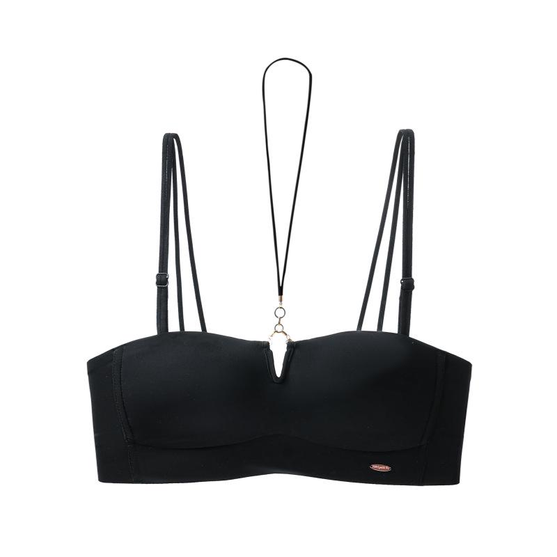 Halterneck Double Strap Seamless Summer Bra: Thin, Non-Slip, Stylish, and Supportive Design.