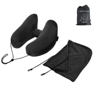 PRETOLE Neck Neck Portable Air Storage Pouch Washable For Express For Pillow, H-Shaped, Hooded, Black, Cotton, Pillow, Pillow, Pillow, Pump-Type