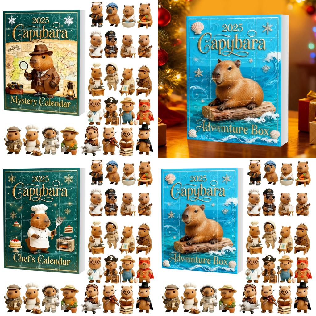 Christmas Capybara Advent Calendar Blind Box With Acrylic Figurines For Festive Decorations