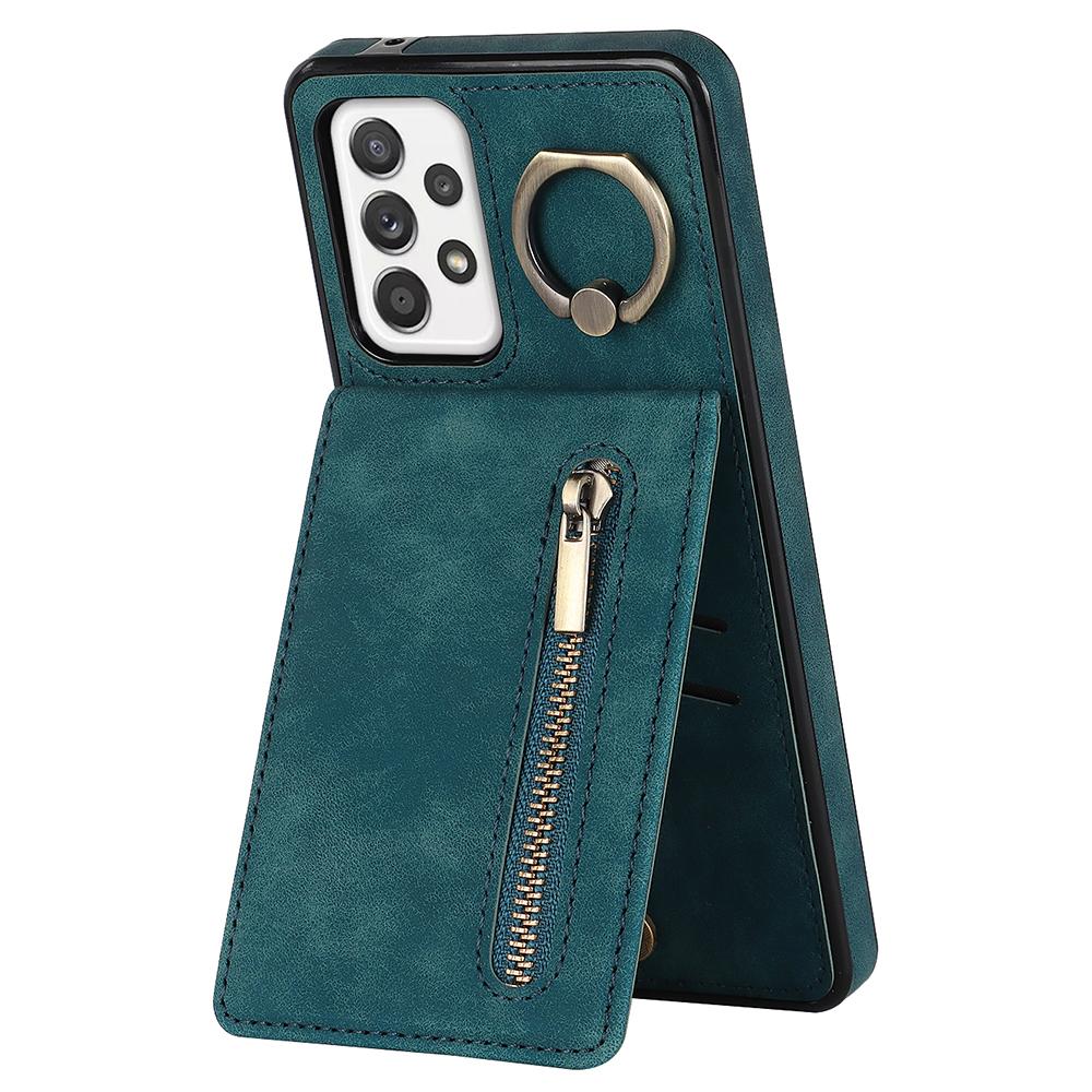 

For Samsung Galaxy A52 4G/A52 5G/A52s 5G RFID Blocking Phone Case Anti-Drop PU+TPU Wallet Phone Cover with Kickstand Blue