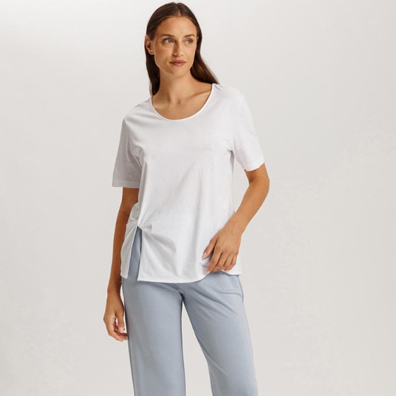 Hanro Cotton R Neck Top natuRal shiRt  78402 White  Sea bReeze 