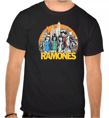 Unisex Tees 100% Cotton Men's Women's RAMONES ROCK MUSIC LOGO BLACK T-SHIRT -1031-