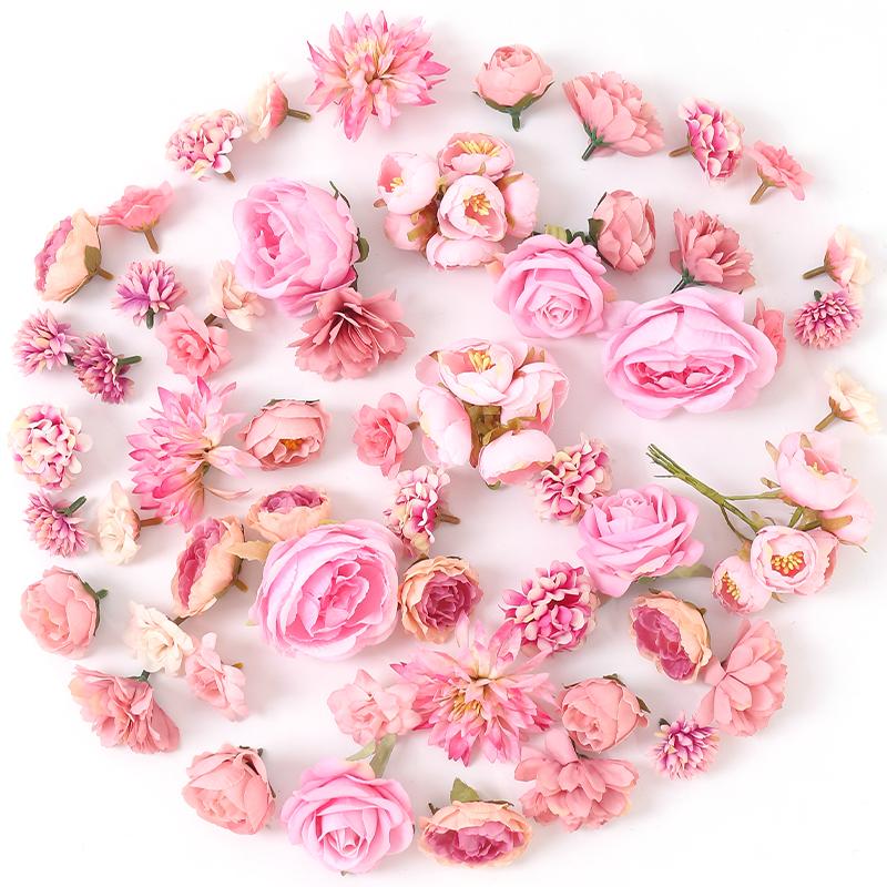 

Mixed Artificial Rose Flowers Heads Fake Flower for Home Hoom Decor Garden Wedding Decoration DIY Craft Garland Gifts Accessory розовый