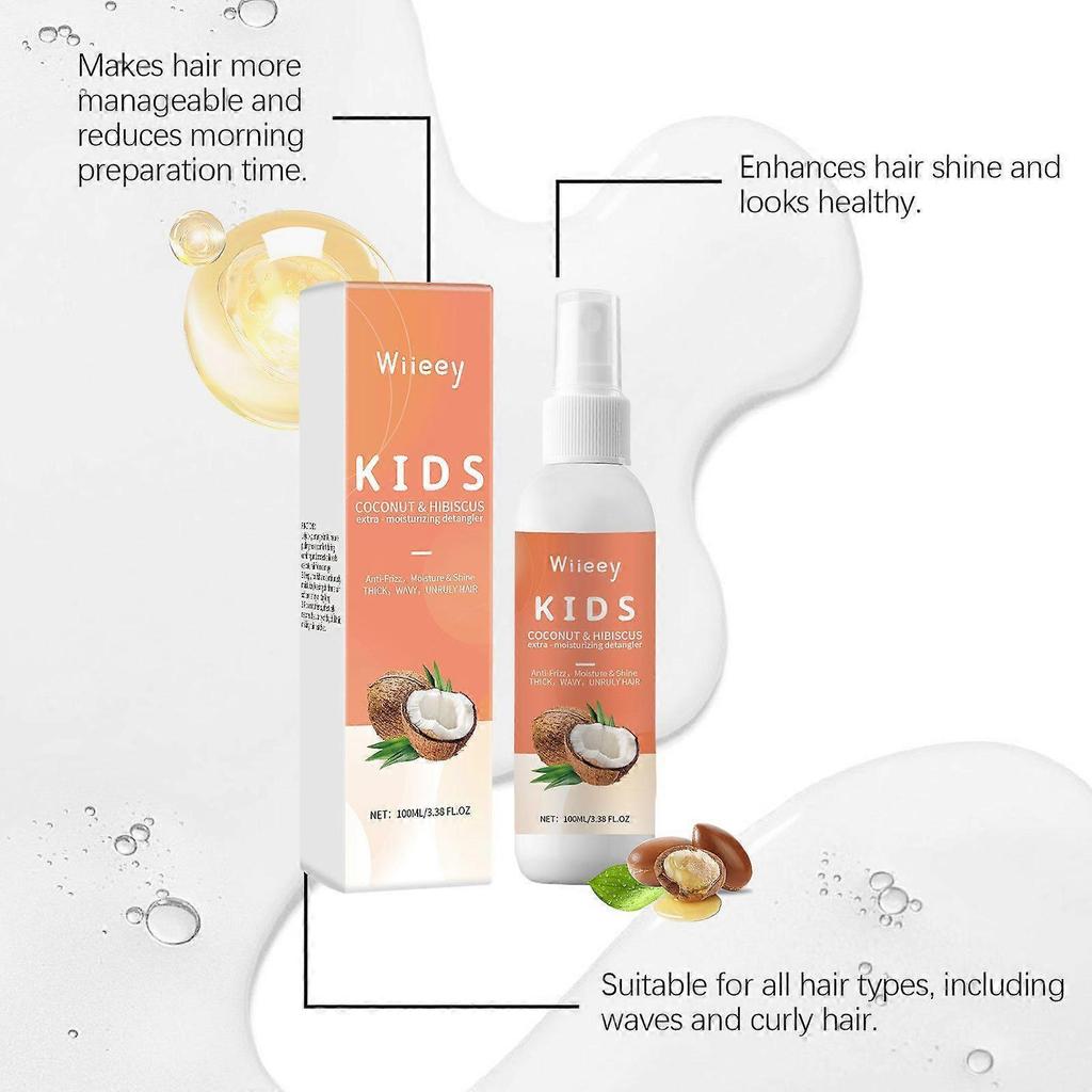 Wiieey Children's Anti-Knotting Hair Care Spray Moisturizing Soft Glossy Nourishing Gentle Care Hair Care Spray