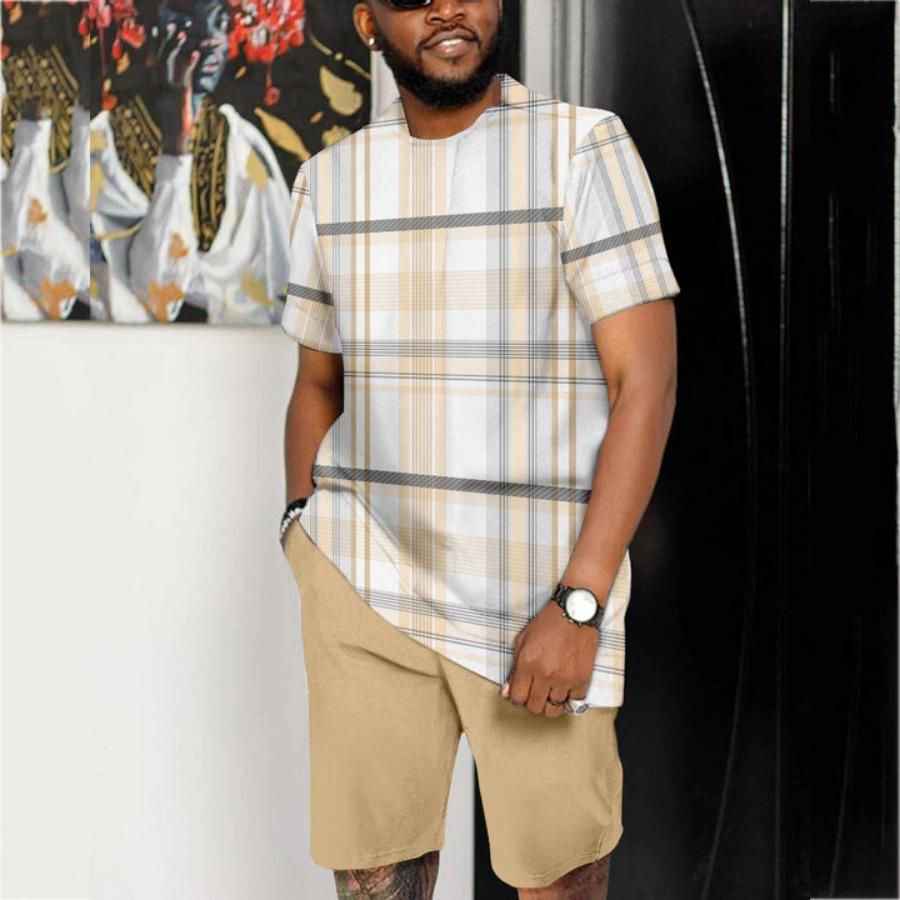 Letní pánský set Módní 2dílný set Pánské tričko Šortky Kalhoty Oblek Ležérní krátká tepláková souprava Nadměrné Vintage Pánské oblečení