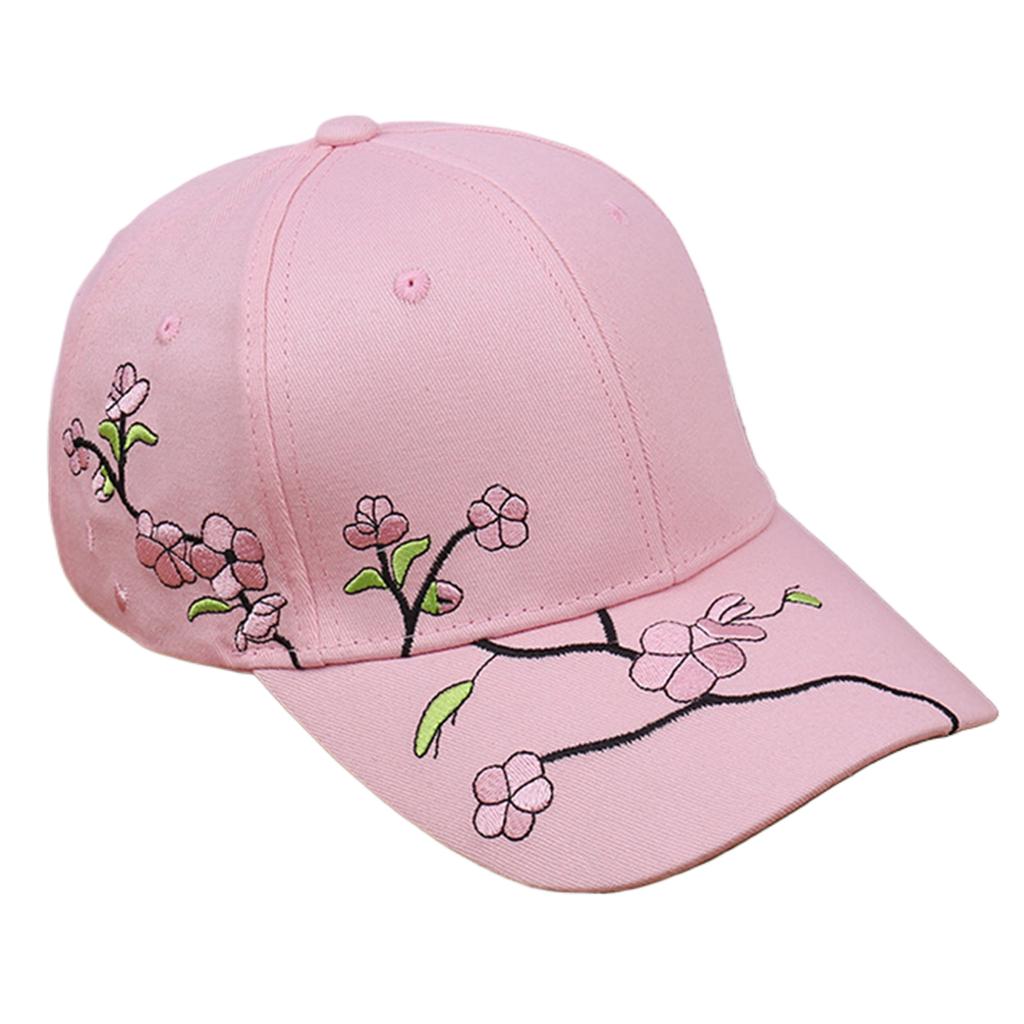Embroidery Blossom Baseball Hat for Girl Long Brims Soft Fisherman Hat Teens Sunproof Peaked Hat Adjust Sun Hat