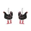 Cartoon Colored Hen Shaped Earrings And Earrings