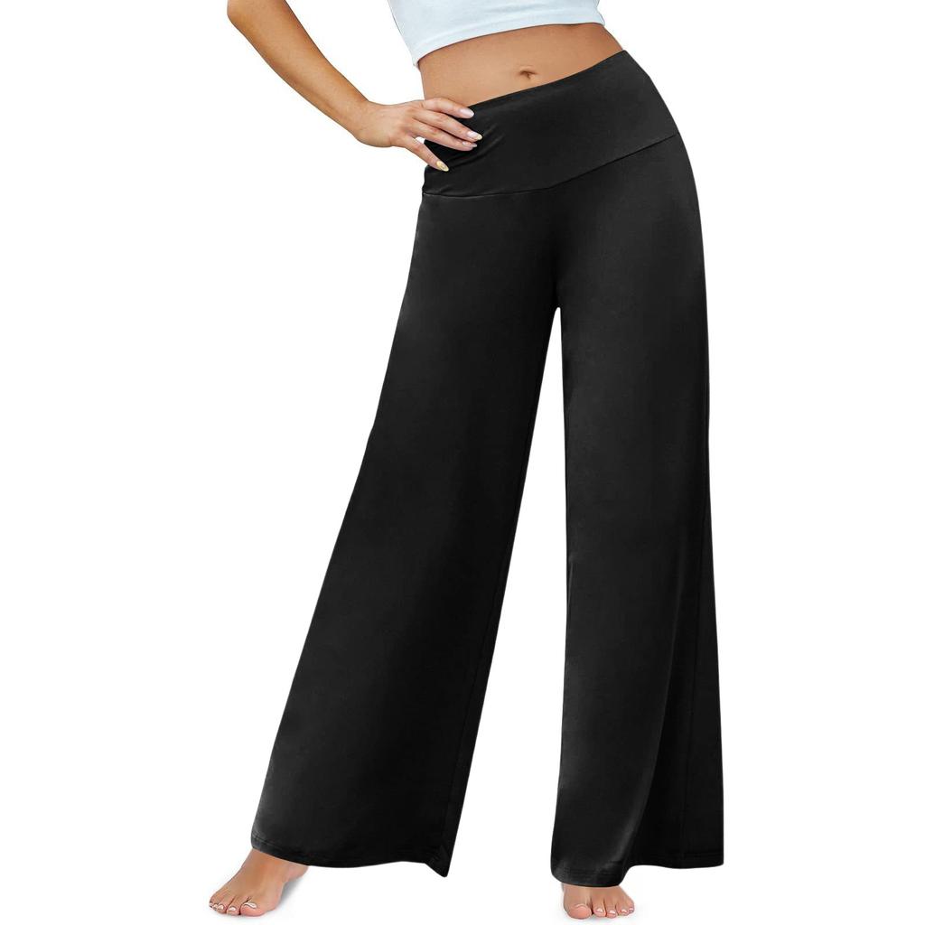 Lässige Hose mit weitem Bein für Damen, hohe Taille, elastisch, bequeme Hose