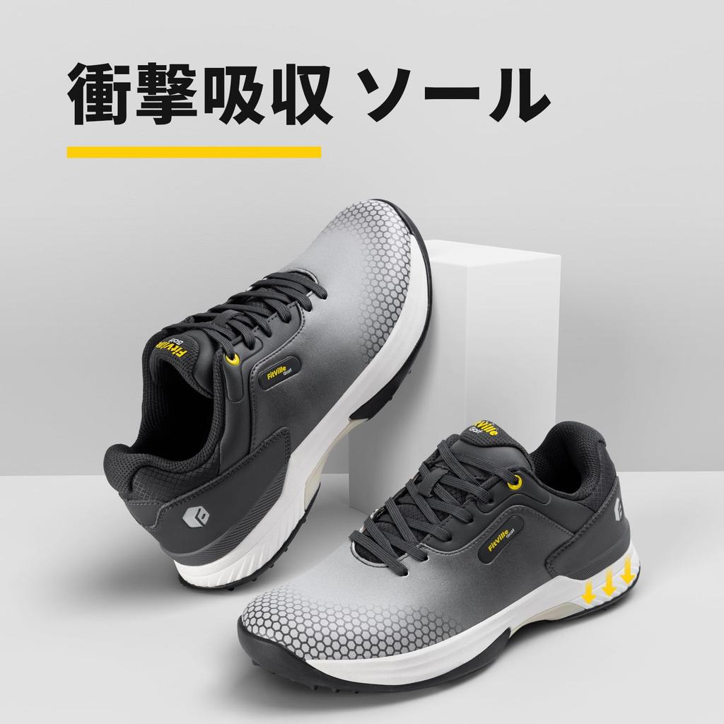 Wide Fit Golf Shoes for Men Lightweight Golf Sneakers with Spikes [FitVille] (2E/4E) -