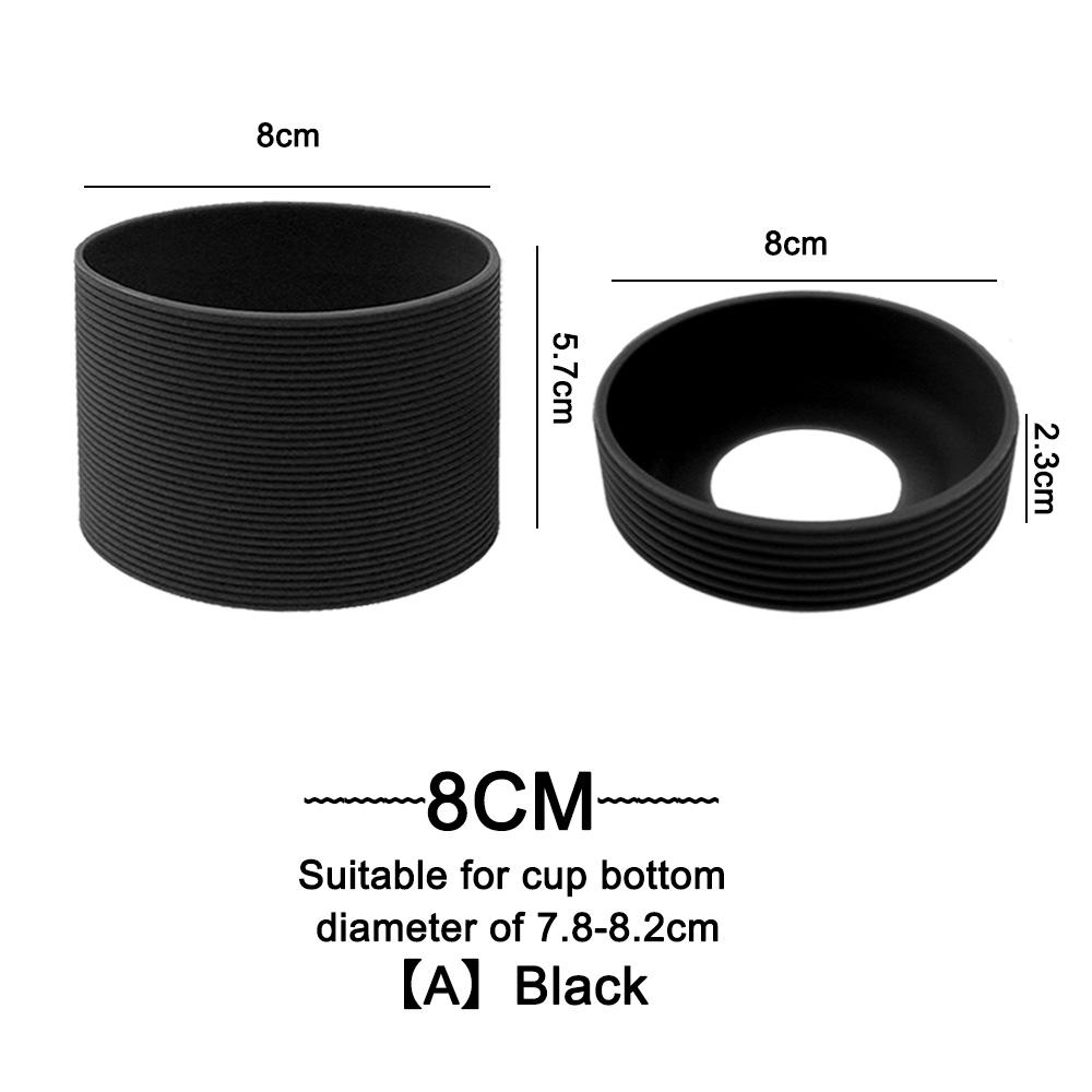 2Pc/Set 8cm 15 Colour Threaded Soft Silicone Cup Sleeve And Bottom Suit Heat Insulated Anti Slip Good Toughnes Odorless Elastic