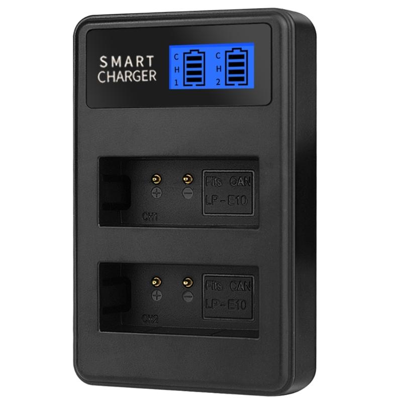 Dual Channel LCD USB LP-E10 Battery Charger Replacement for  EOS 1100D, 1200D, EOS Rebel T3, EOS Rebel T5 Camera