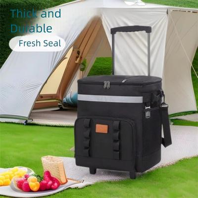 Large Capacity Picnic Trolley Box Double Layers Tug Insulation Bag  Refrigerated Box