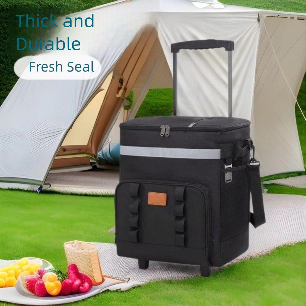 Double Layers Picnic Trolley Box Large Capacity Tie Rod Picnic Bag Insulated Cooler Bag  Lunch Box