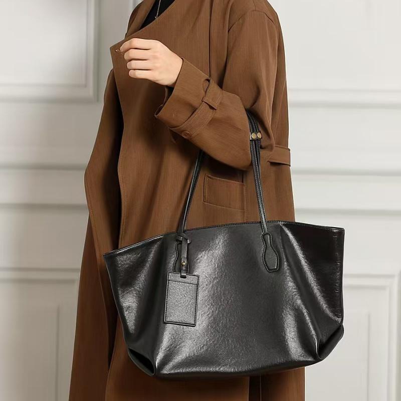 Cowhide Genuine Leather Large Soft Shoulder Tote Bags For Women 2026 Luxury Designer Big Shopping Work Ladies Handbags