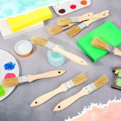 10Pcs Professional Tools Wooden Handle Bristle Paint Brush Flat DIY Pig Mane Brushes Thickened Wall Paint Brush Art Handwork