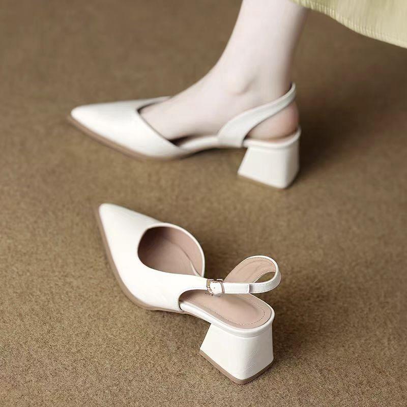 High Heels Sandals Woman Pointed Toe Heeled Shoes Shallow Summer Trend Loafers Slingback Shoes Elegant Dress Pumps Mujer