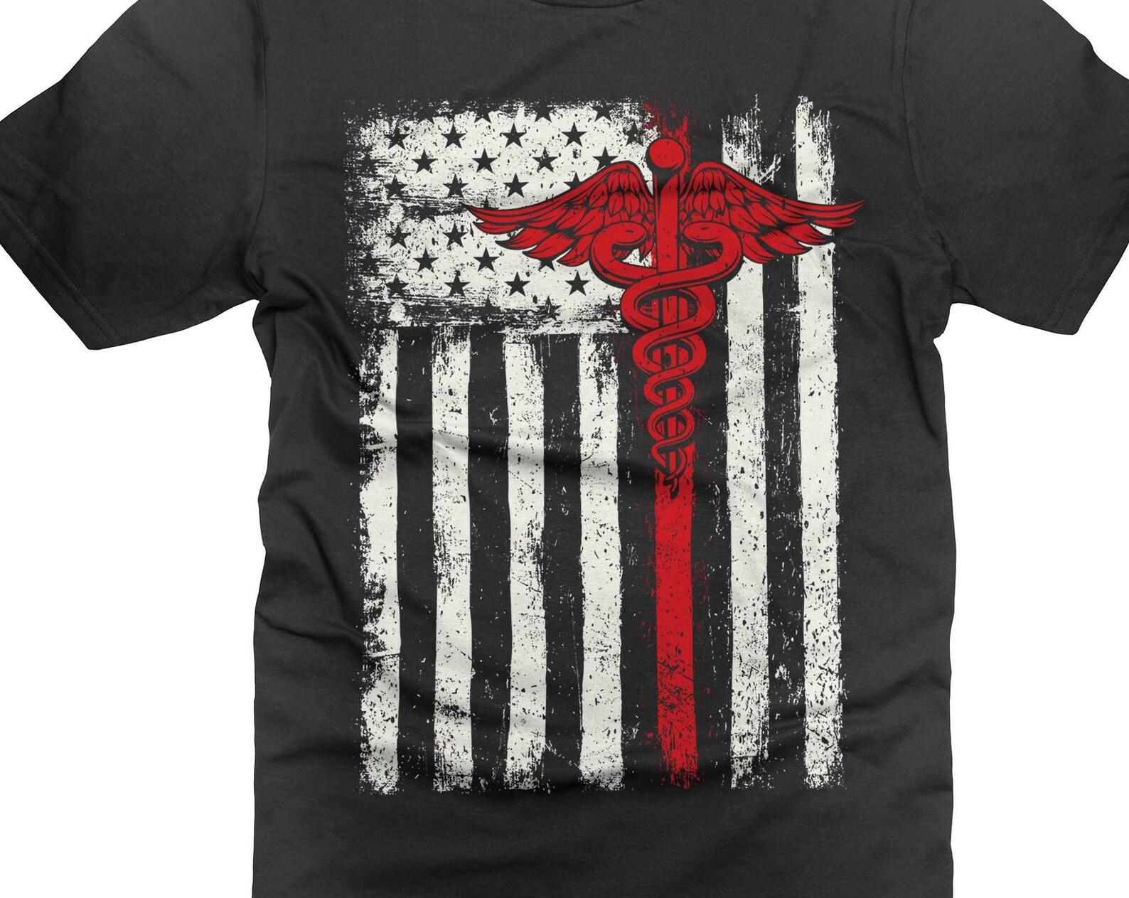 Medical American Flag Shirt: Patriotic Nurse Doctor RN EMT Tee 4XL