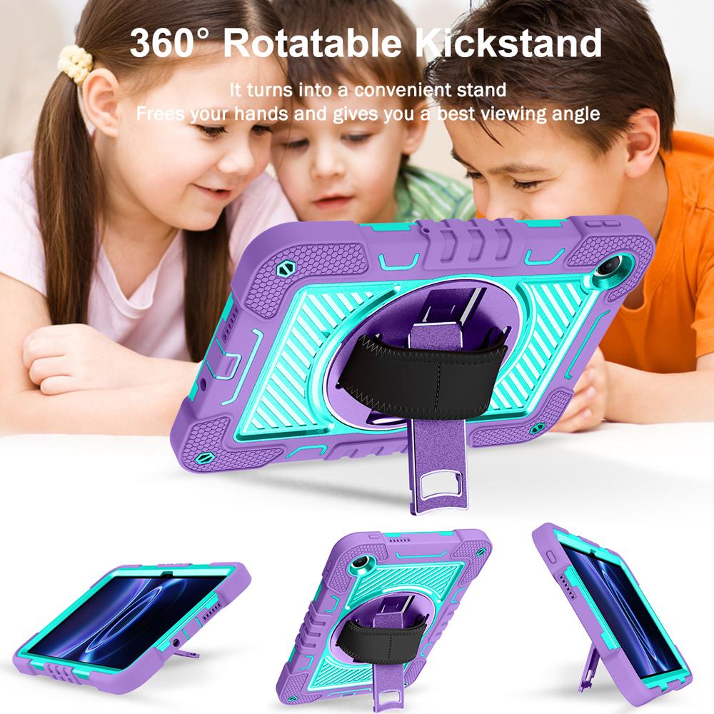 Rotate Stand Tablet Cases for 9.7'' Xiaomi Redmi Pad 2 SE/Poco Pad C1/Redmi Pad 2 9.7 Case Cover Shockproof Silicone+PC Shell