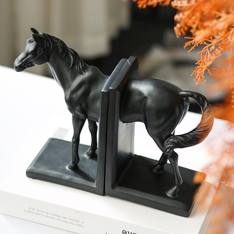Chinese Retro Horse Bookend Ornament for Study or Desk Decor