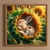 40x40cm Sunflower Bunny 5D DIY Full Drill Round Diamond Painting Kit Wall Decor
