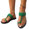 Flat Bottom Comfort Set Toe Slippers Women Woven Strap Lightweight Casual Outer Wear Non-slip Beach Shoes Versatile Women Shoes