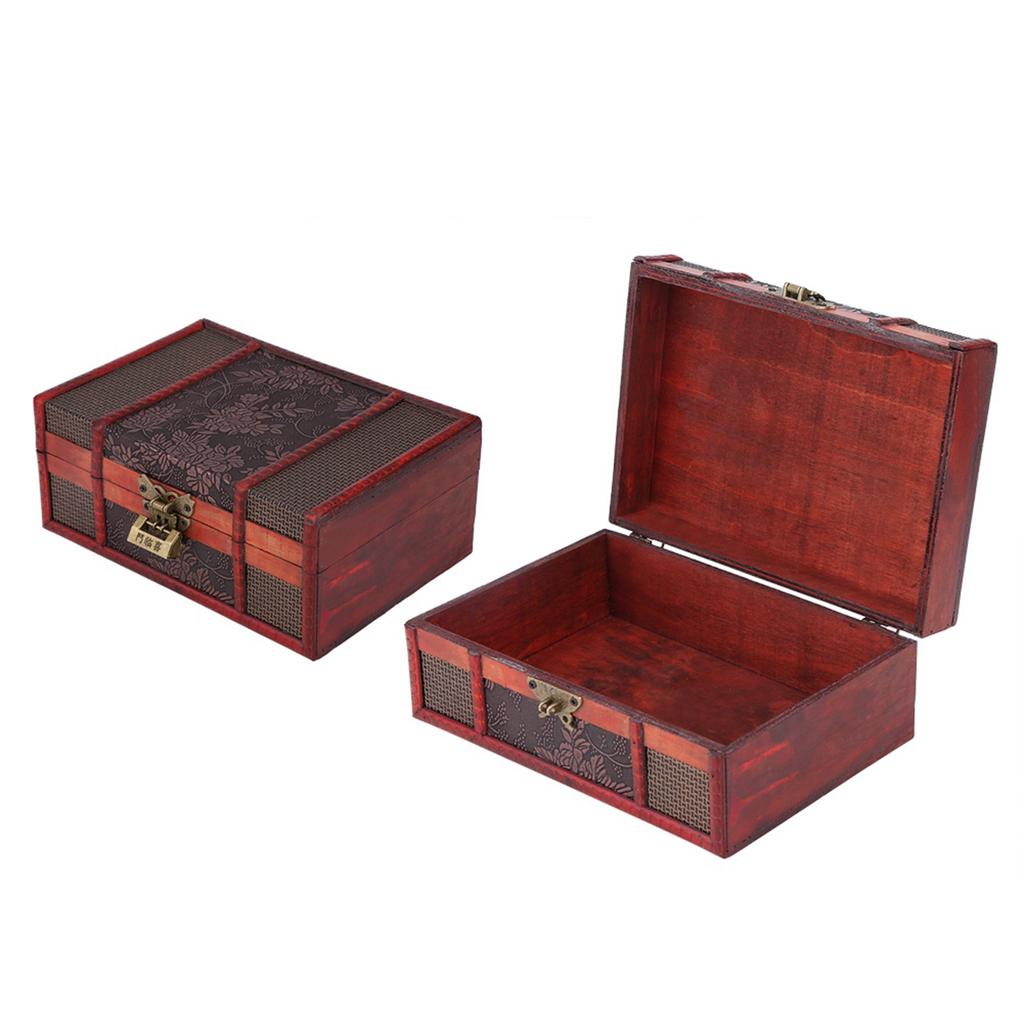 Classical Wooden Jewelry Storage Box Chest Case Holder Organizer with Lock