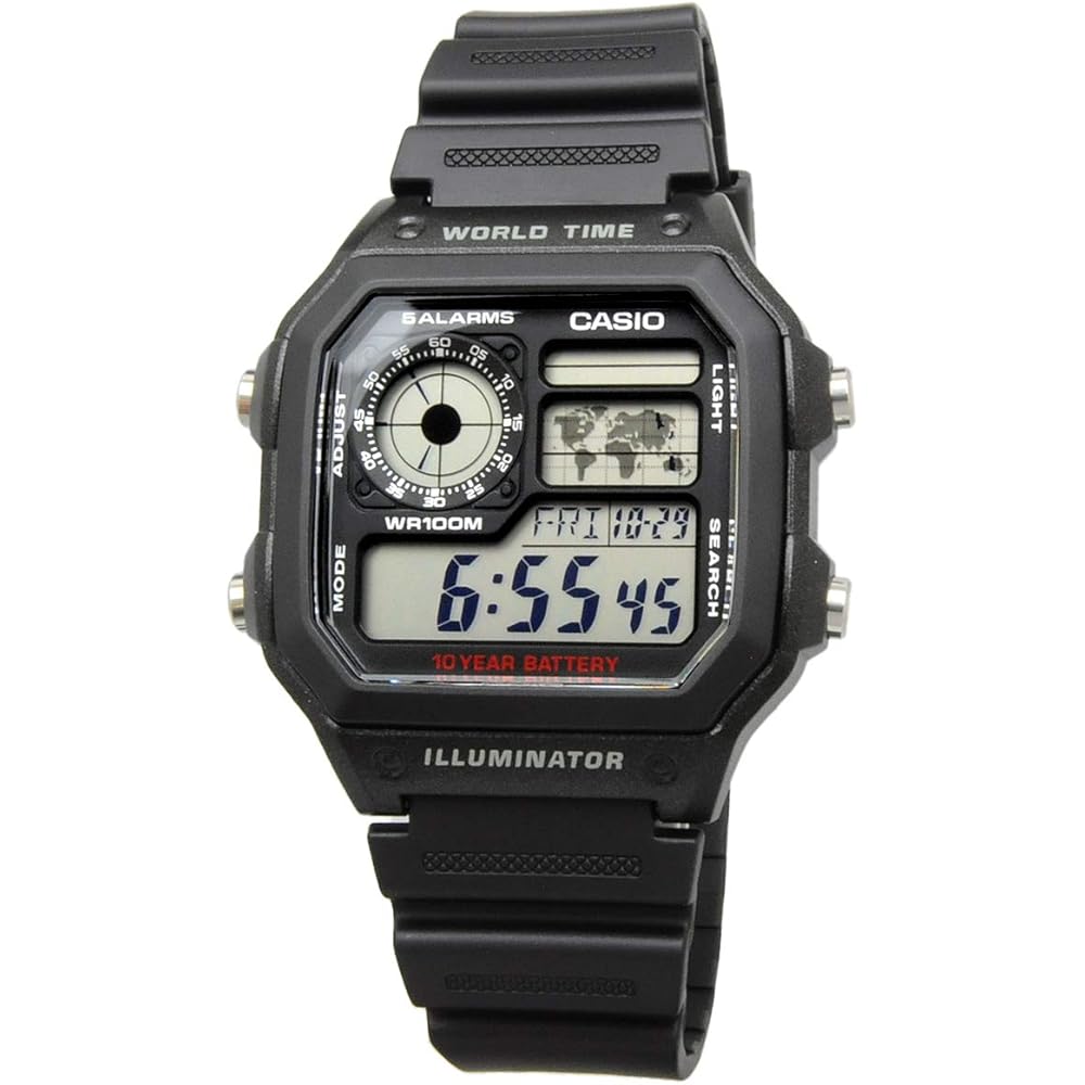 Casio World Time AE-1200WH-1AV Digital Watch Black Men's Casual Style