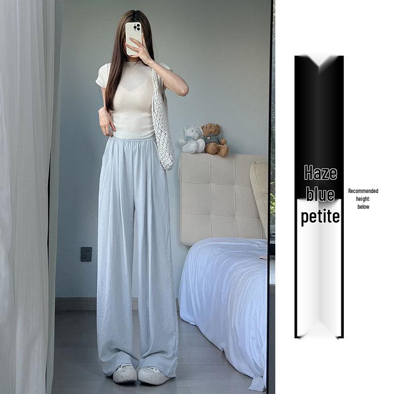 Yamamoto Blue High-Waisted Slimming Straight-Leg Textured Wide-Leg Pants 2025