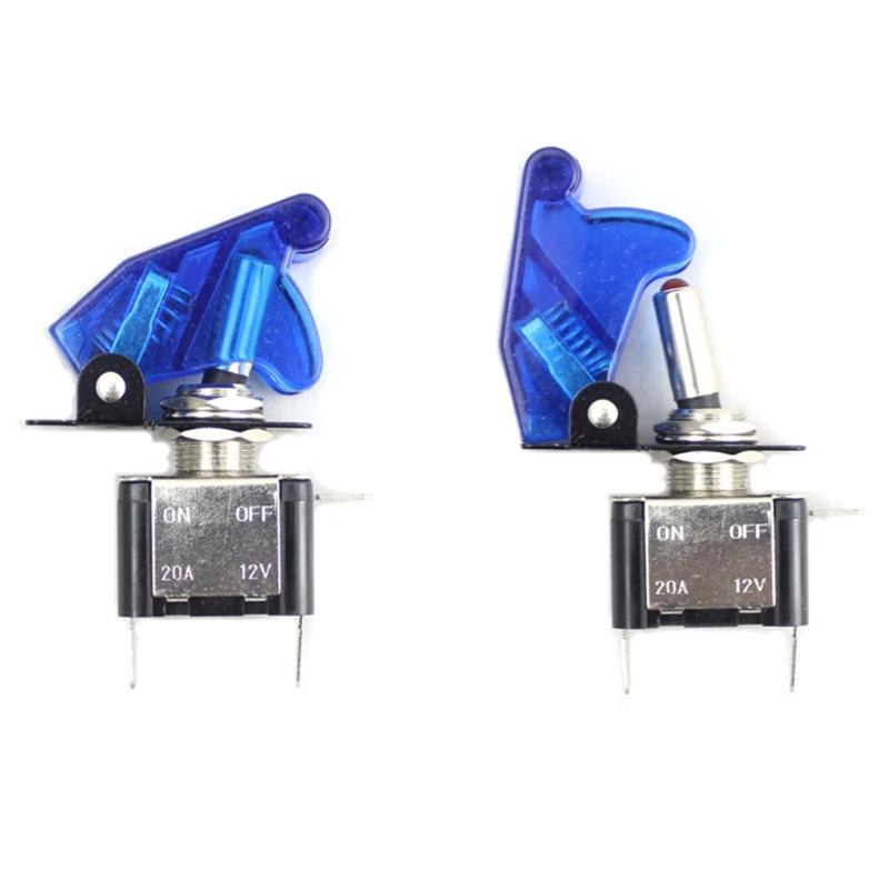 Auto Car Boat Illuminated Led Toggle Switch With Safety Aircraft Flip Up Cover Guard Blue Cover for Racing Automotive